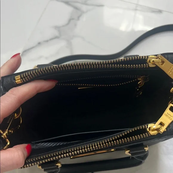 Prada Black Saffiano Mini Satchel with Gold Hardware - Picture 7 of 10
